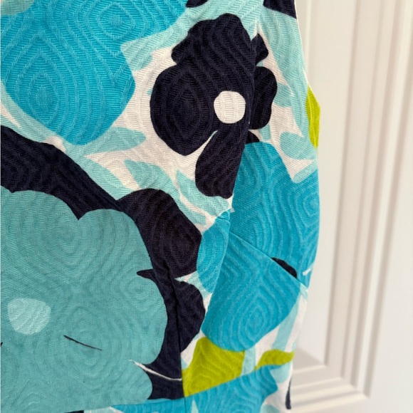 Lily Pulitzer Floral V-Neck Sleeveless Summer Dress - Blue & Green - Picture 2 of 3